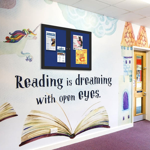 Indoor Enclosed Bulletin Boards 50 x 50 with Rounded Corners (2 DOORS)