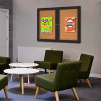 Indoor Enclosed Bulletin Boards 60 x 36 with Rounded Corners (2 DOORS)