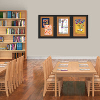 Indoor Enclosed Bulletin Boards 72 x 24 with Rounded Corners (3 DOORS)