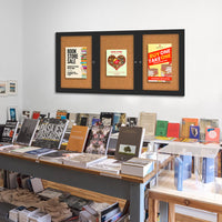 Indoor Enclosed Bulletin Boards 72 x 24 with Rounded Corners (3 DOORS)