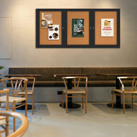 Indoor Enclosed Bulletin Boards 72 x 36 with Rounded Corners (3 DOORS)