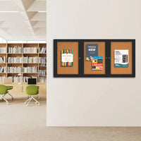 Indoor Enclosed Bulletin Boards 84 x 30 with Rounded Corners (3 DOORS)