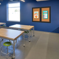 Indoor Enclosed Bulletin Boards 84 x 30 with Rounded Corners (2 DOORS)