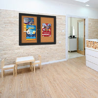 Indoor Enclosed Bulletin Boards 84 x 36 with Rounded Corners (2 DOORS)