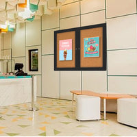 Indoor Enclosed Bulletin Boards 96 x 36 with Rounded Corners (2 DOORS)
