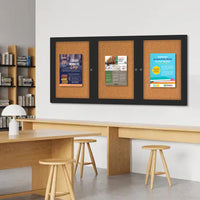 Indoor Enclosed Bulletin Boards 96 x 48 with Rounded Corners (3 DOORS)