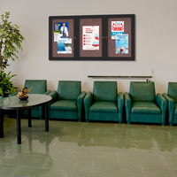 Indoor Enclosed Bulletin Boards 96 x 48 with Rounded Corners (3 DOORS)