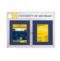 Indoor Enclosed Bulletin Boards 48 x 60 with Rounded Corners 2 Doors & Personalized Header