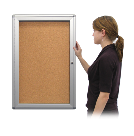 27 x 41 Indoor Enclosed Bulletin Board with Rounded Corners (Single Door)