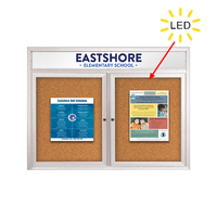Enclosed Indoor Bulletin Boards 84 x 48 with Header & Lights (Radius Edge) (2 DOORS)