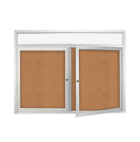 Enclosed Indoor Bulletin Boards 48 x 60 with Header & Lights (Radius Edge) (2 DOORS)