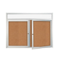 Enclosed Indoor Bulletin Boards 72 x 24 with Header & Lights (Radius Edge) (2 DOORS)