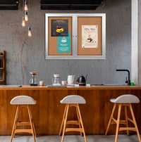 Enclosed Indoor Bulletin Boards 60 x 30 with Interior Lighting and Radius Edge (2 DOORS)