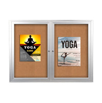 Enclosed Indoor Bulletin Boards 60 x 36 with Interior Lighting and Radius Edge (2 DOORS)