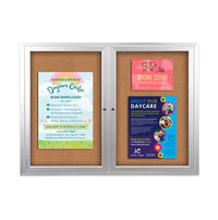 Enclosed Indoor Bulletin Boards 84 x 30 with Interior Lighting and Radius Edge (2 DOORS)