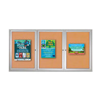 Enclosed Indoor Bulletin Boards 96 x 36 with Interior Lighting and Radius Edge (3 DOORS)