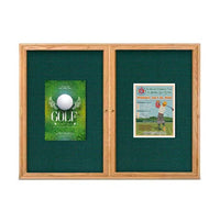 42x32 Enclosed Cork Bulletin Board | Two-Door Wood Display Case, Wall Mounted, Indoor Message Board