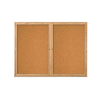 72 x 36  WOOD Indoor Enclosed Bulletin Cork Boards (2 DOORS)