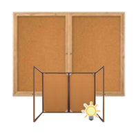 60 x 48 WOOD Indoor Enclosed Bulletin Cork Boards with Interior Lighting (2 DOORS)