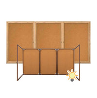 72 x 30 WOOD Indoor Enclosed Bulletin Cork Boards with Interior Lighting (3 DOORS)