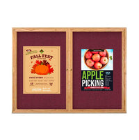 96 x 24 WOOD Indoor Enclosed Bulletin Cork Boards with Interior Lighting (2 DOORS)