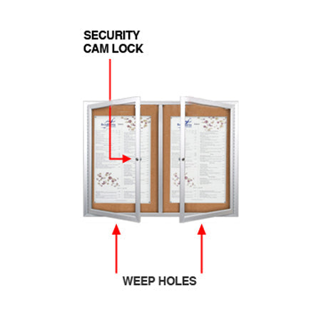 Enclosed Indoor Bulletin Boards Lighted with 2-3 Door Wall Display Cases