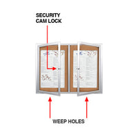 84 x 30 Enclosed Outdoor Bulletin Boards with Lights (2 DOORS)