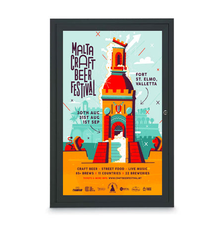 24x36 Outdoor LED Lighted Enclosed Cork Bulletin Board with Single Door All-Weather Aluminum Cabinet