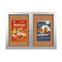 All-Weather 72x36 Enclosed Outdoor Bulletin Board Display Case, Two Door with Radius Edge Cabinet Corners | Four Metal Finishes