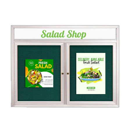 Enclosed Outdoor Bulletin Boards 72 x 30 with Message Header and Radius Edge (2 DOORS)