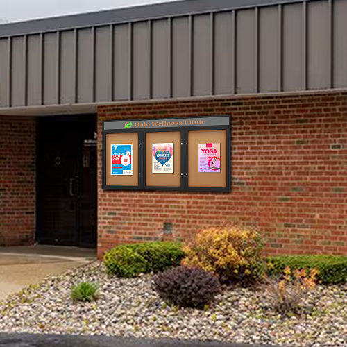 EXTREME WeatherPlus™ Radius Edge Enclosed Outdoor Bulletin Boards | Shown In Black Frame Finish