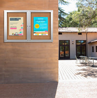 Enclosed Outdoor Bulletin Boards 84 x 30 with Interior Lighting and Radius Edge (2 DOORS)