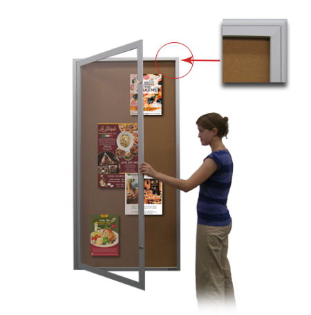 Extra Large Indoor 48 x 60 Enclosed Bulletin Board SwingCase Metal Display Case + Radius Edge Corners
