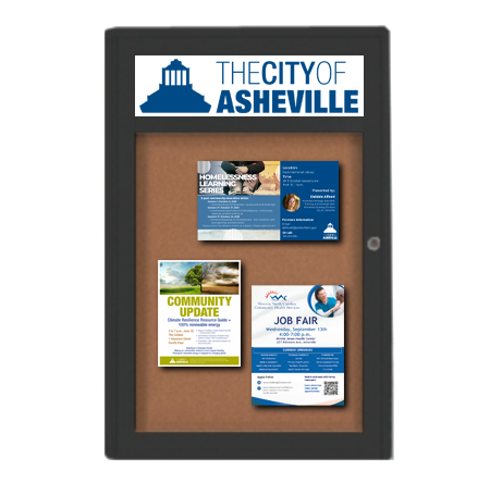 Extra Large 24 x 48 Indoor Enclosed Bulletin Board Swing Cases with Header (Radius Edge)