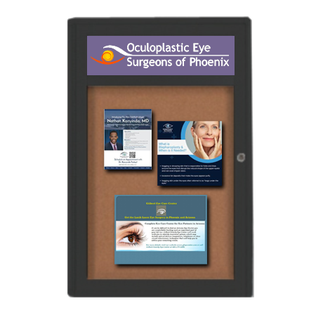 Extra Large 24 x 60 Indoor Enclosed Bulletin Board Swing Cases with Header (Radius Edge)