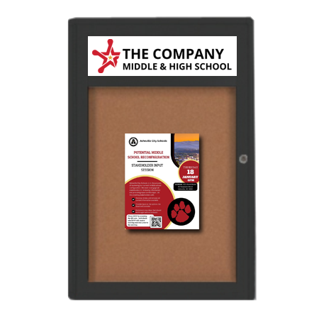 Extra Large 40 x 60 Indoor Enclosed Bulletin Board Swing Cases with Header (Radius Edge)