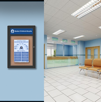 Extra Large Indoor Enclosed Bulletin Board Swing Cases 36 x 60 with Header and Lights (Radius Edge)