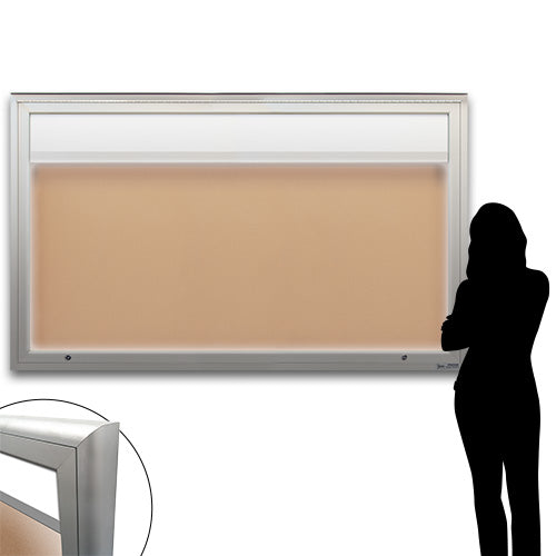 EXTREME WeatherPLUS™ XL Radius Edge Outdoor Enclosed Bulletin Boards Personalized Header + LED LIGHTS | Single Door in 15+ Sizes
