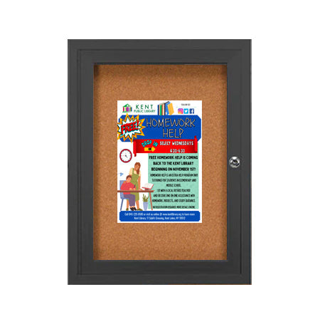 Indoor Enclosed Bulletin Board 8.5x11 | Wall Mount, Single Door Metal Display Case in 4 Finishes