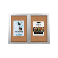60 x 40 INDOOR Enclosed Bulletin Cork Boards 2 DOOR