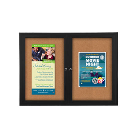 84 x 24 INDOOR Enclosed Bulletin Cork Boards 2 DOOR