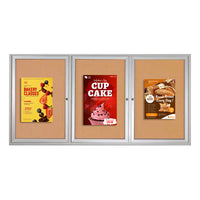 84 x 36 INDOOR Enclosed Bulletin Cork Boards 3 DOOR