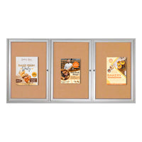 96 x 48 INDOOR Enclosed Bulletin Cork Boards - 3 DOOR Metal Display Case in 4 Finishes