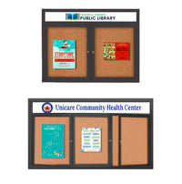 Enclosed Indoor Bulletin Boards with Header and Radius Edge (Multiple Doors)
