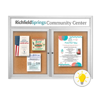 60 x 30 INDOOR Enclosed Bulletin Boards with Header & Lights (2 DOORS)