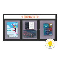 96 x 24 INDOOR Enclosed Bulletin Boards with Header & Lights (3 DOORS)