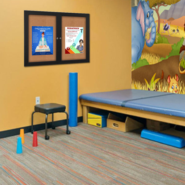 72x48 Enclosed Indoor Bulletin Boards with Radius Edge (2 DOORS)