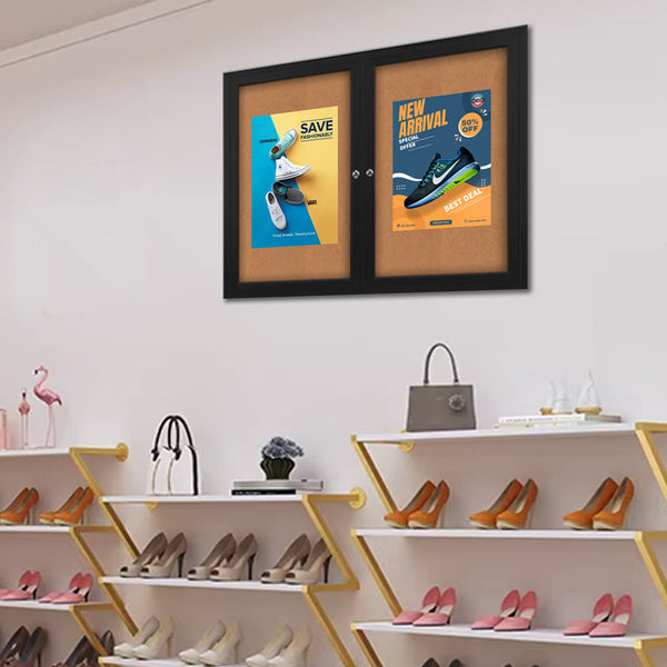 60x40 Enclosed Indoor Bulletin Boards with Radius Edge (2 DOORS)