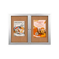 84x30 Enclosed Indoor Bulletin Boards with Smooth Radius Edge Cabinet Corners | Two Door Aluminum Display Case