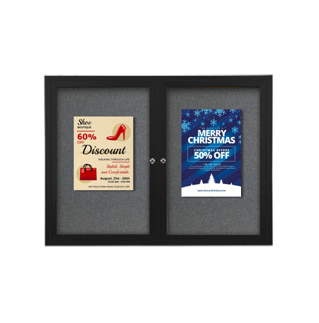 Large Two Door 96x48 Enclosed Indoor Bulletin Board with Smooth Radius Edge Cabinet Corners